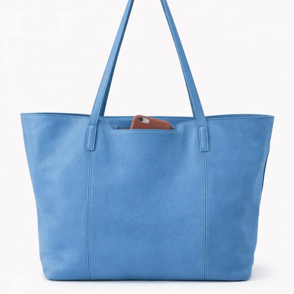 HOBO Kingston Pebbled Leather Convertible Tote Bag Blue Slouchy Hobo Purse - Picture 5 of 15